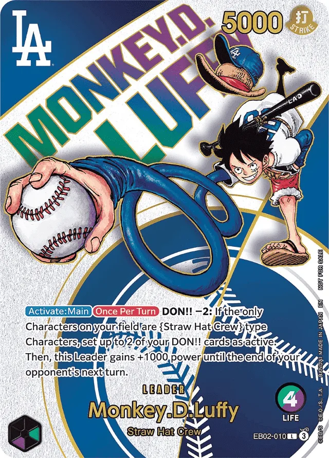 (PSA)Monkey.D.Luffy (Dodgers Collaboration) Leader Parallel - L (EB02-010)｜ONE PIECEカードゲーム