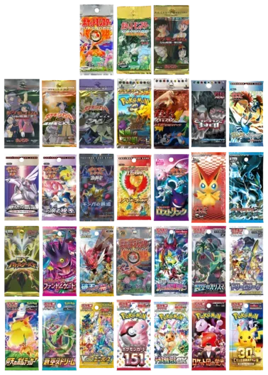 【31パックセット】第一弾拡張パック+ポケモンジャングル+リーダーズスタジアム+闇からの挑戦+遺跡をこえて+闇、そして光へ+地図にない町+ADV 第1弾拡張パック+とかれた封印+金の空、銀の海+時空の創造 パールコレクション+湖の秘密+ギンガの覇道+ハートゴールドコレクション+ロストリンク+レッドコレクション+フリーズボルト+EXバトルブースト+ファントムゲート+破天の怒り+20th Anniversary+新たなる試練の向こう+裂空のカリスマ+ドリームリーグ+仰天のボルテッカー+蒼空ストリーム+VSTARユニバース+ポケモンカード151+テラスタルフェスex+ロケット団の栄光+30th CELEBRATION｜ポケモンカードゲーム