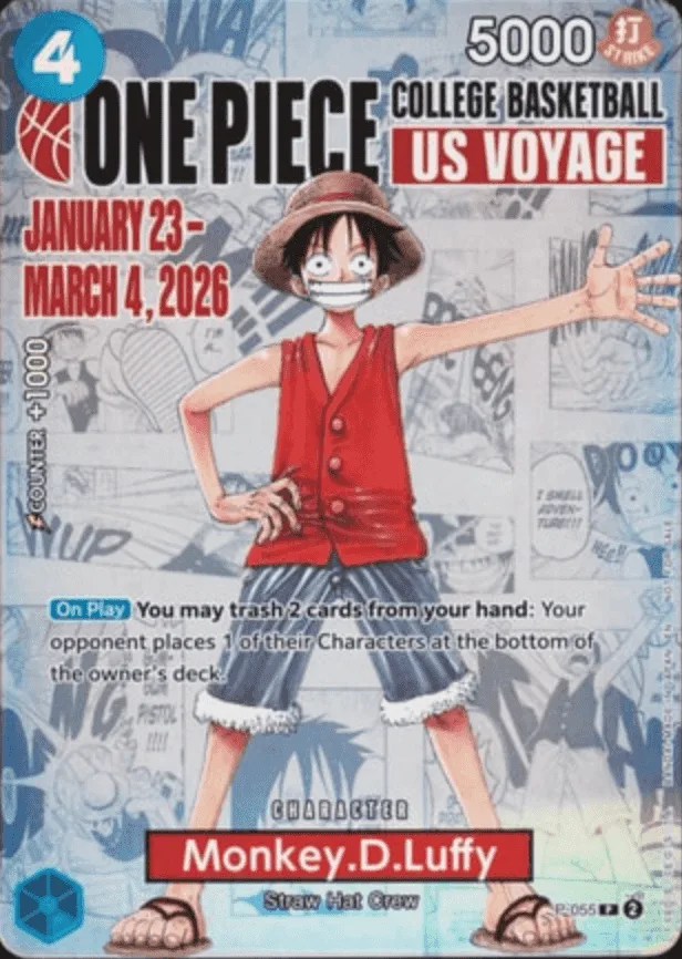 (PSA)モンキー・D・ルフィ (ワンピース カレッジ バスケットボール：USボヤージュ) 英語 - P (P-055)｜ONE PIECEカードゲーム