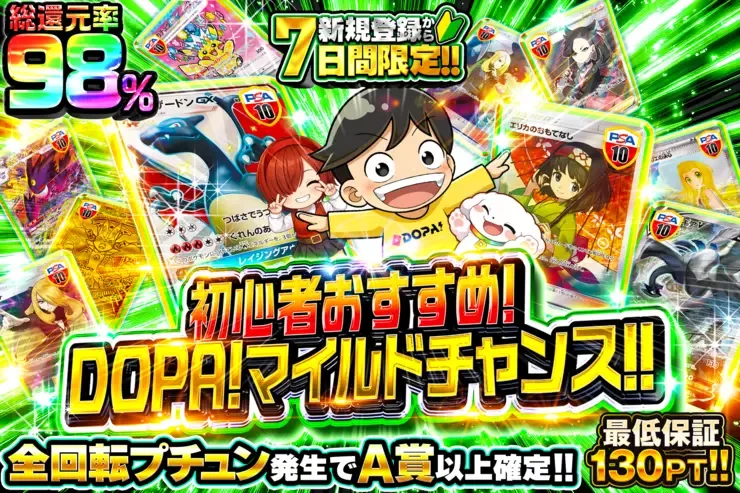 新規登録から7日間限定 当ててポイントが増える!? DOPA!お楽しみチャンス｜DOPA!オリパ