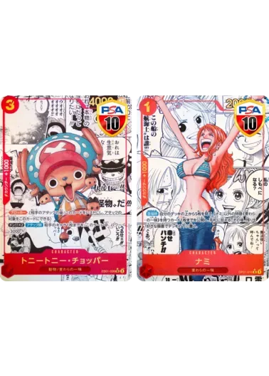 【2枚セット】PSA10 トニートニー・チョッパー(パラレル/漫画背景/漫画絵)+PSA10 ナミ(パラレル/漫画背景/漫画絵)｜ONE PIECEカードゲーム
